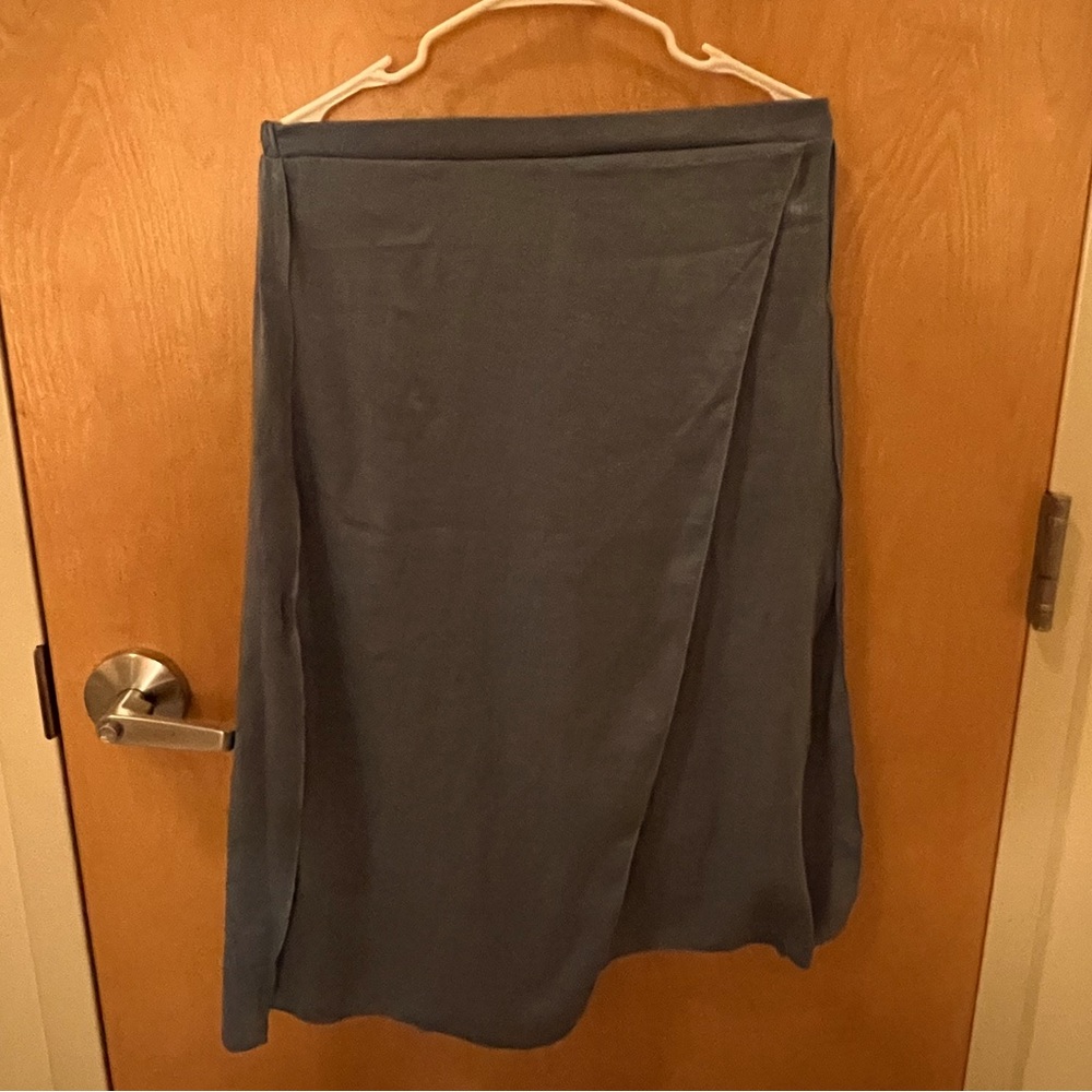 Light Blue Silky MIDI Skirt